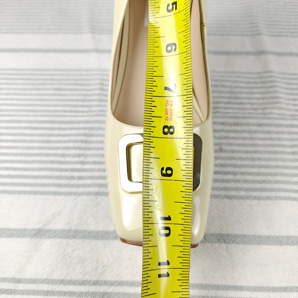 Nizowi Cream Patent Leather Platform Pumps Gold Detail Size 9.5 NEW - Picture 8 of 10